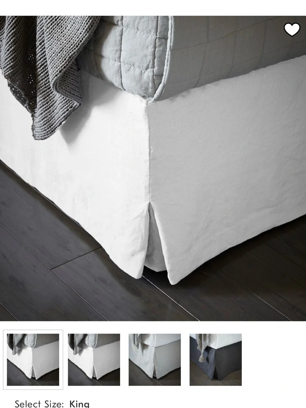 West Elm White European Flax Linen Bed Skirt King
